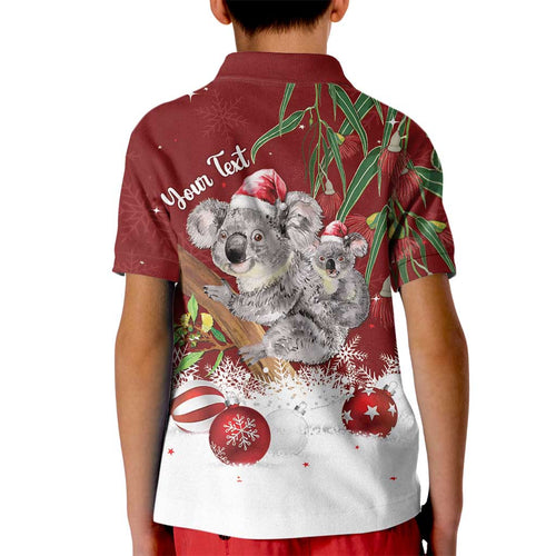 Personalised Aussie Christmas Kid Polo Shirt Mom & Baby Koala
