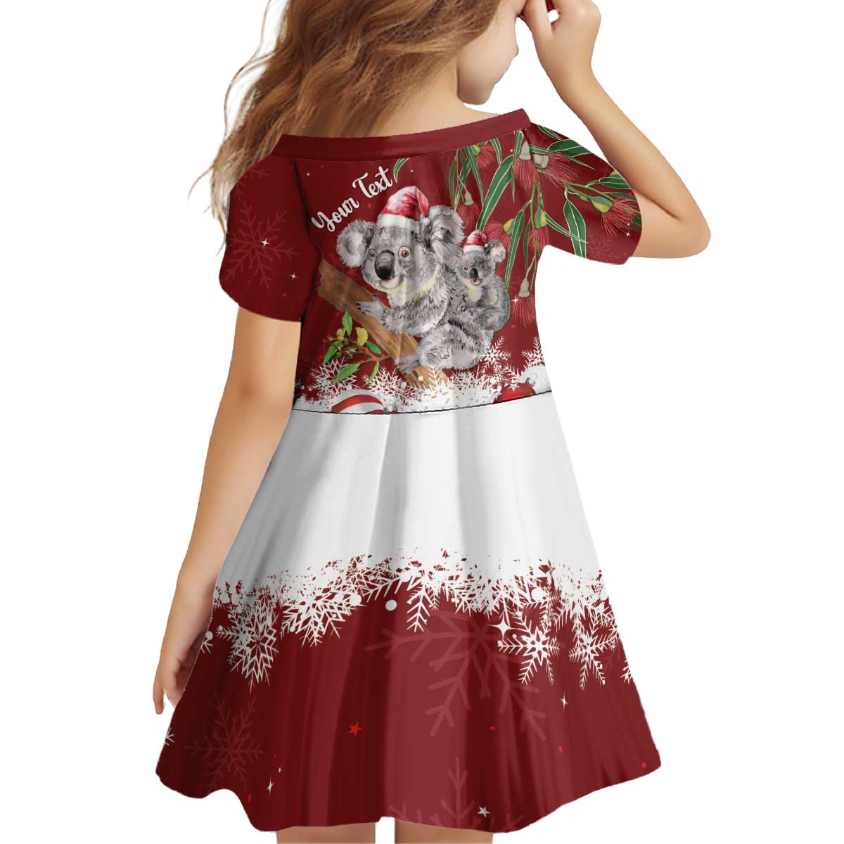 Personalised Aussie Christmas Kid Short Sleeve Dress Mom & Baby Koala