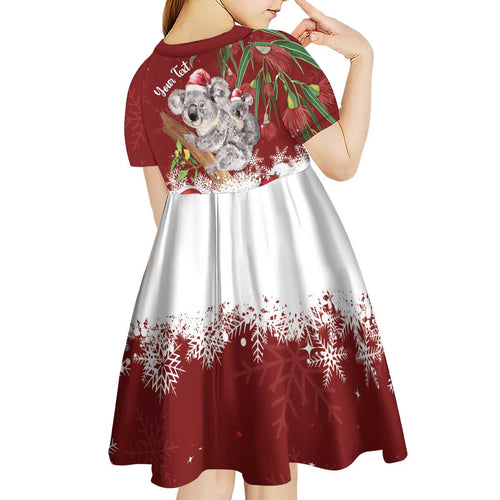 Personalised Aussie Christmas Kid Short Sleeve Dress Mom & Baby Koala