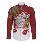 Personalised Aussie Christmas Long Sleeve Button Shirt Mom & Baby Koala