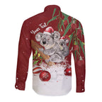 Personalised Aussie Christmas Long Sleeve Button Shirt Mom & Baby Koala