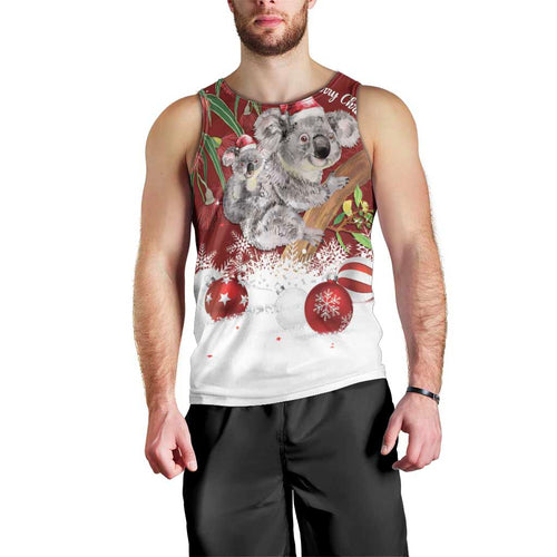 Personalised Aussie Christmas Men Tank Top Mom & Baby Koala