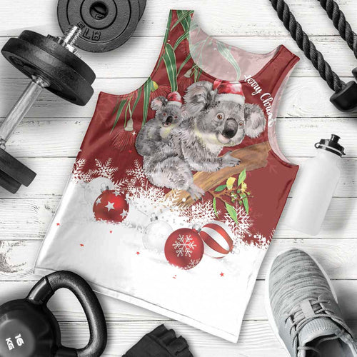 Personalised Aussie Christmas Men Tank Top Mom & Baby Koala