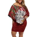 Personalised Aussie Christmas Off Shoulder Short Dress Mom & Baby Koala