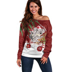 Personalised Aussie Christmas Off Shoulder Sweater Mom & Baby Koala