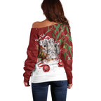 Personalised Aussie Christmas Off Shoulder Sweater Mom & Baby Koala