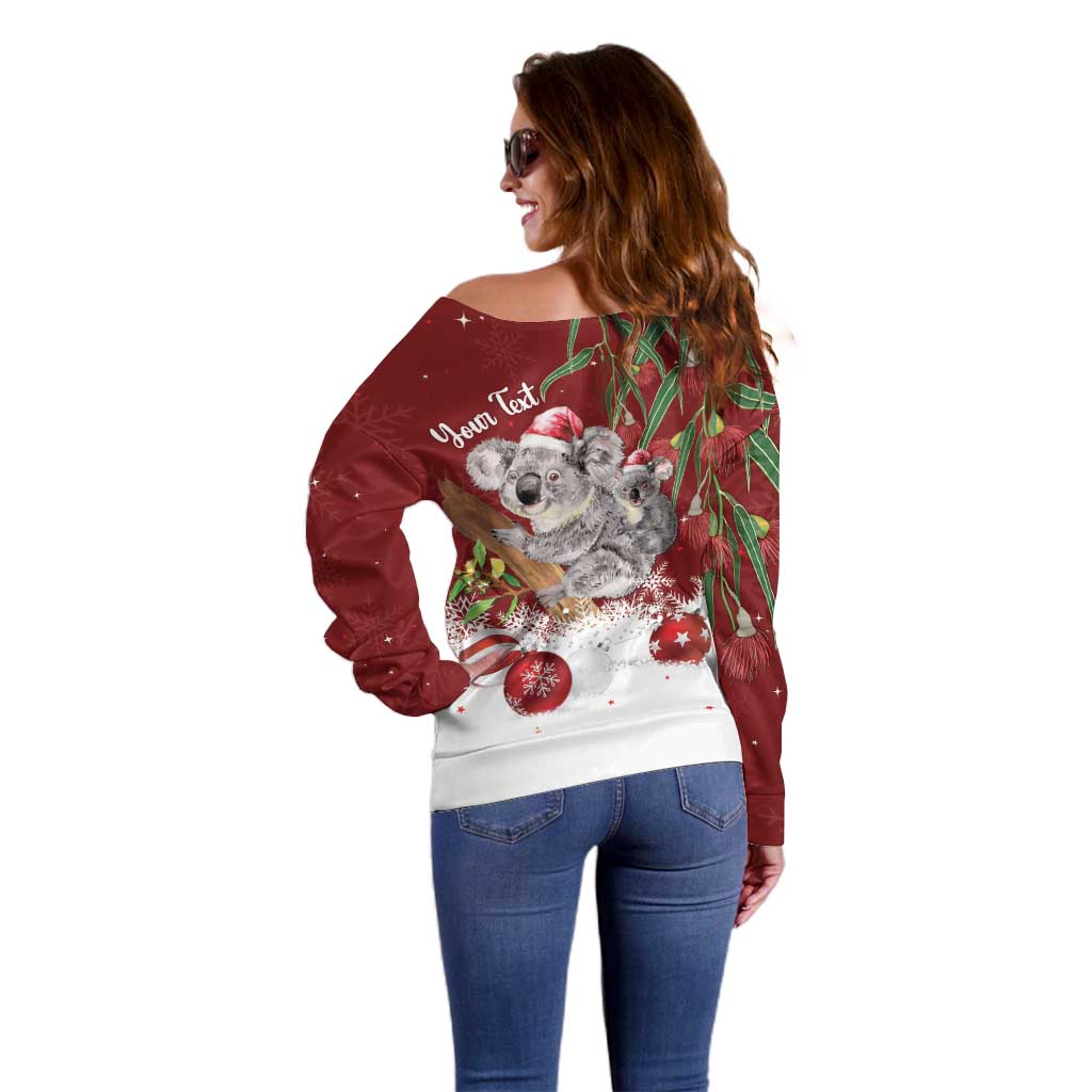 Personalised Aussie Christmas Off Shoulder Sweater Mom & Baby Koala