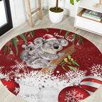 Personalised Aussie Christmas Round Carpet Mom & Baby Koala