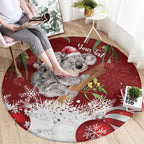 Personalised Aussie Christmas Round Carpet Mom & Baby Koala