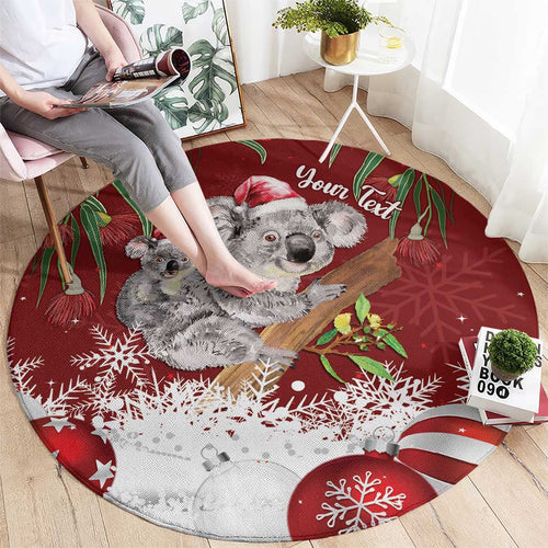 Personalised Aussie Christmas Round Carpet Mom & Baby Koala