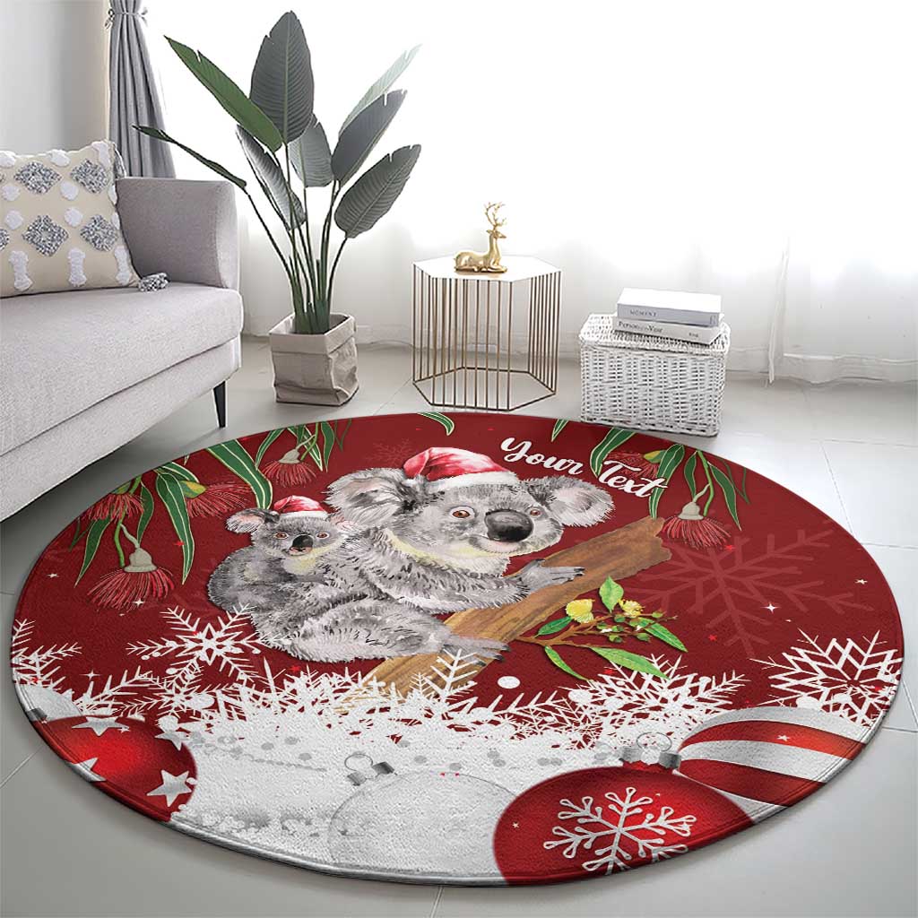 Personalised Aussie Christmas Round Carpet Mom & Baby Koala