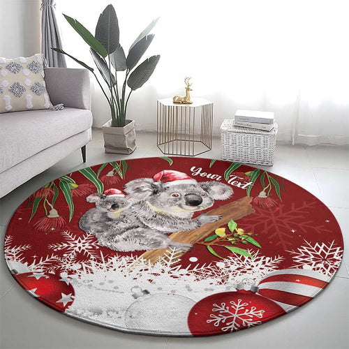 Personalised Aussie Christmas Round Carpet Mom & Baby Koala