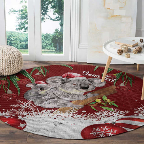 Personalised Aussie Christmas Round Carpet Mom & Baby Koala