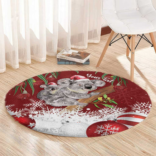 Personalised Aussie Christmas Round Carpet Mom & Baby Koala