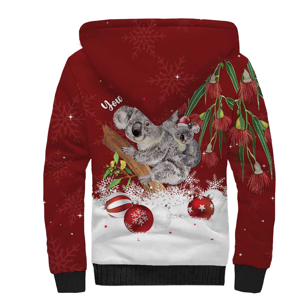 Personalised Aussie Christmas Sherpa Hoodie Mom & Baby Koala