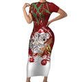 Personalised Aussie Christmas Short Sleeve Bodycon Dress Mom & Baby Koala