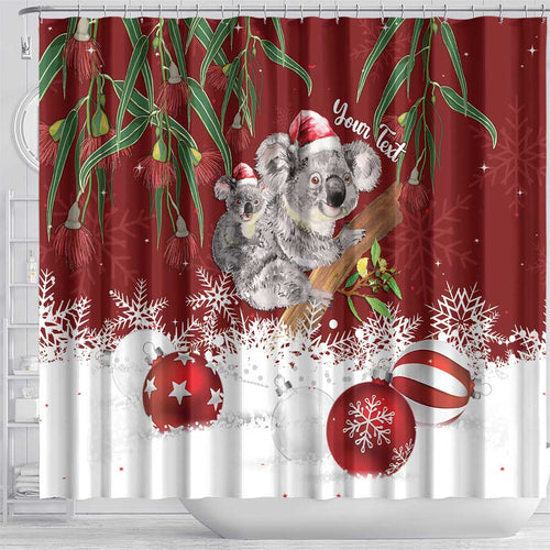 Personalised Aussie Christmas Shower Curtain Mom & Baby Koala