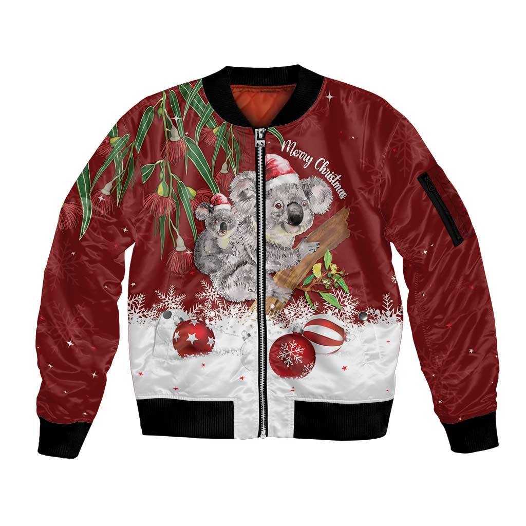 Personalised Aussie Christmas Sleeve Zip Bomber Jacket Mom & Baby Koala