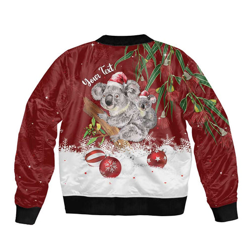 Personalised Aussie Christmas Sleeve Zip Bomber Jacket Mom & Baby Koala