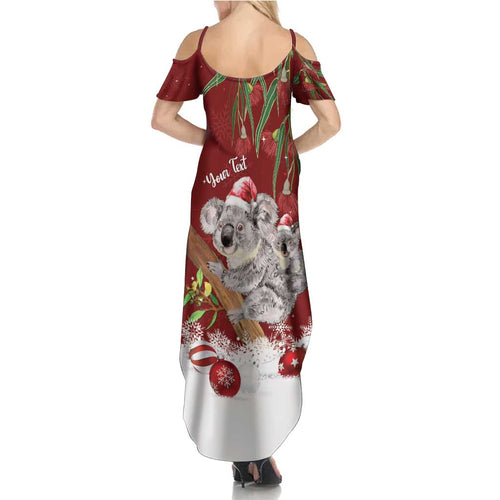 Personalised Aussie Christmas Summer Maxi Dress Mom & Baby Koala