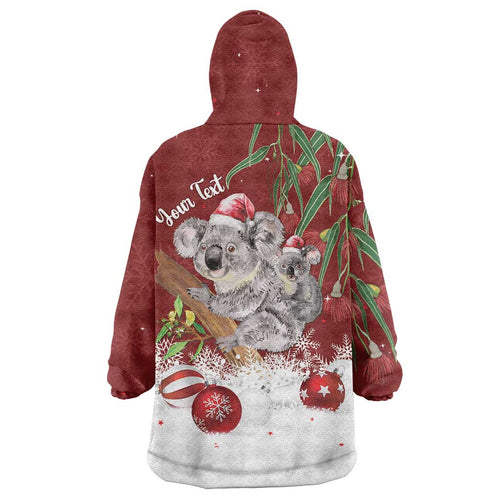 Personalised Aussie Christmas Wearable Blanket Hoodie Mom & Baby Koala