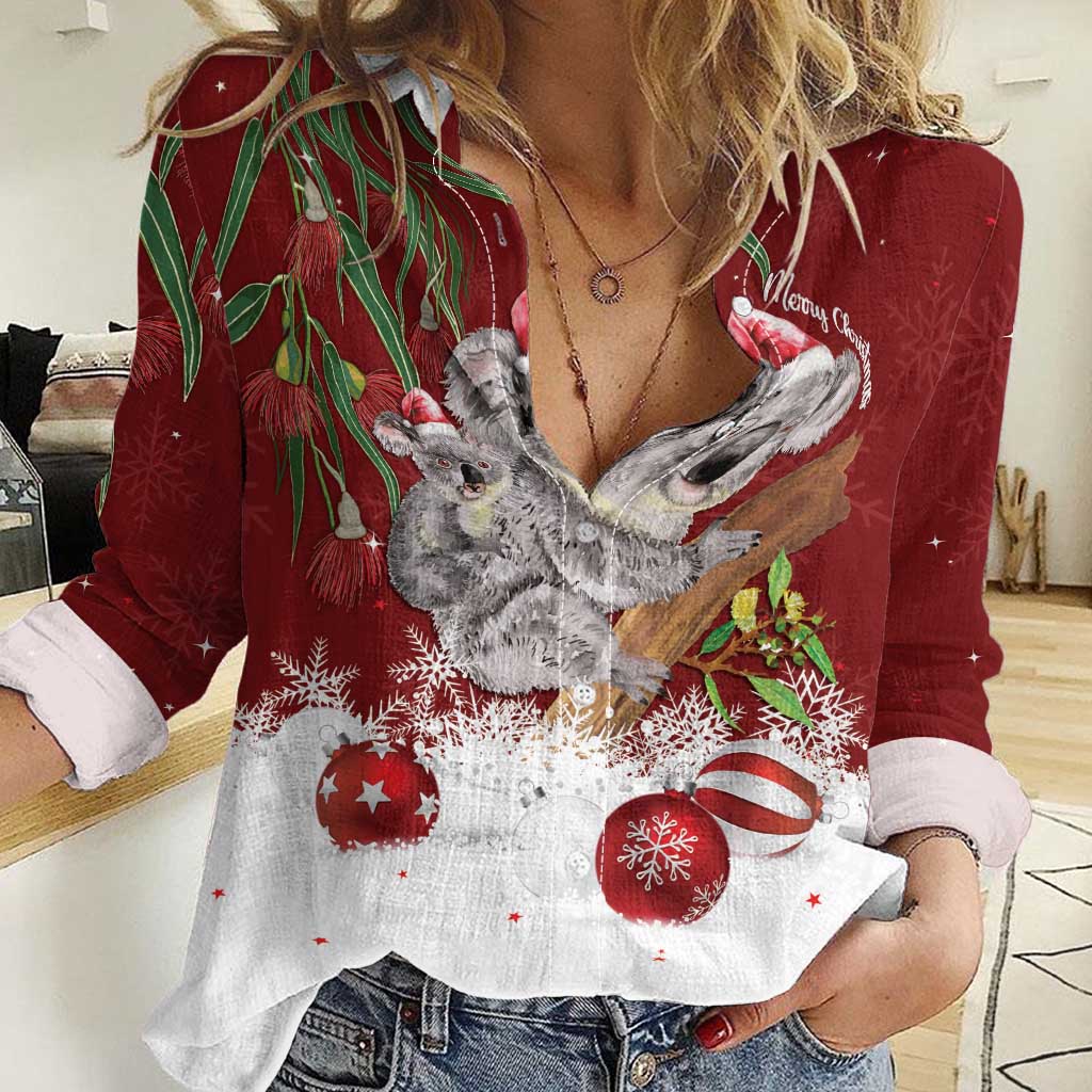 Personalised Aussie Christmas Women Casual Shirt Mom & Baby Koala
