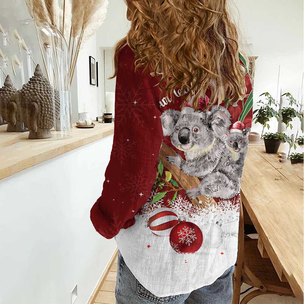 Personalised Aussie Christmas Women Casual Shirt Mom & Baby Koala