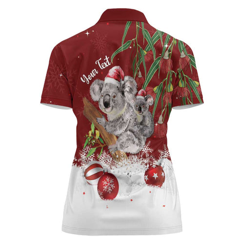 Personalised Aussie Christmas Women Polo Shirt Mom & Baby Koala