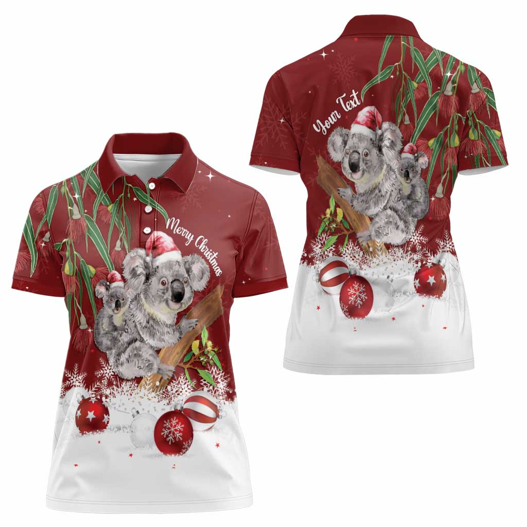 Personalised Aussie Christmas Women Polo Shirt Mom & Baby Koala