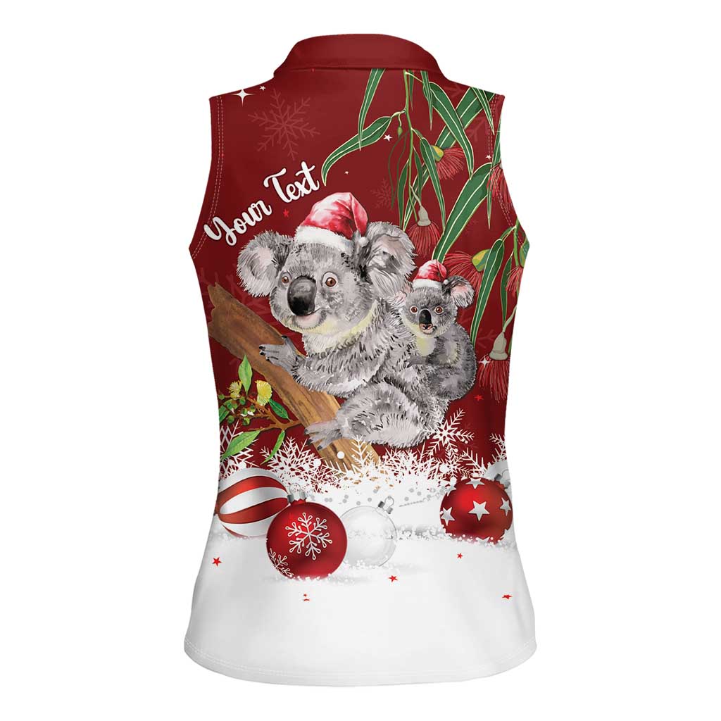 Personalised Aussie Christmas Women Sleeveless Polo Shirt Mom & Baby Koala