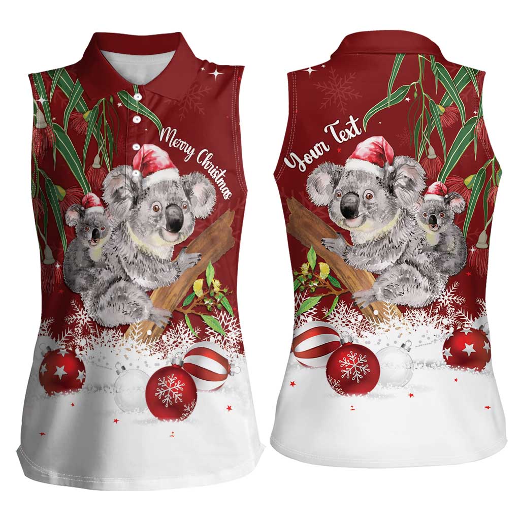 Personalised Aussie Christmas Women Sleeveless Polo Shirt Mom & Baby Koala