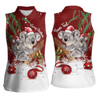 Personalised Aussie Christmas Women Sleeveless Polo Shirt Mom & Baby Koala