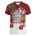 Personalised Aussie Christmas Women V-Neck T-Shirt Mom & Baby Koala
