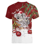 Personalised Aussie Christmas Women V-Neck T-Shirt Mom & Baby Koala
