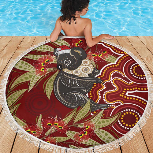 Australia Santa Koala Beach Blanket Aboriginal Style
