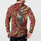 Australia Santa Koala Button Sweatshirt Aboriginal Style