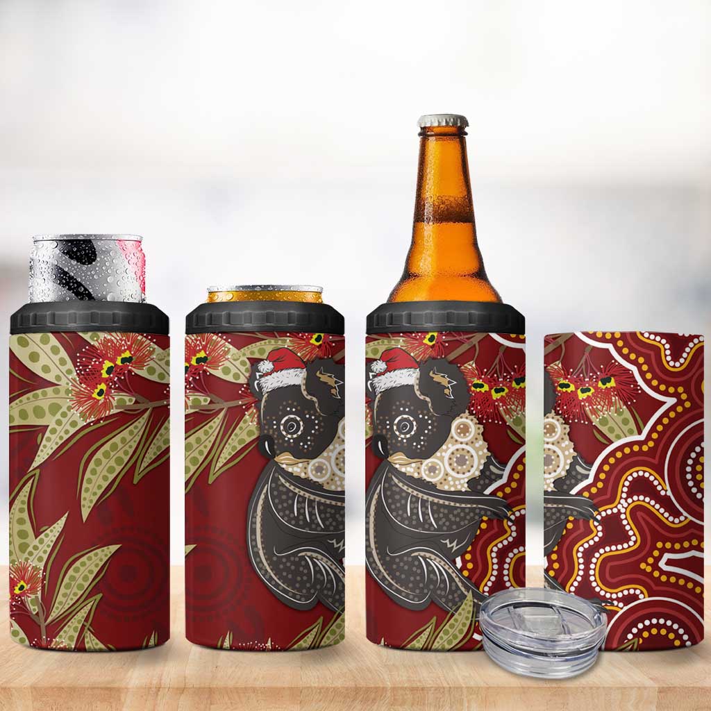 Australia Santa Koala 4 in 1 Can Cooler Tumbler Aboriginal Style