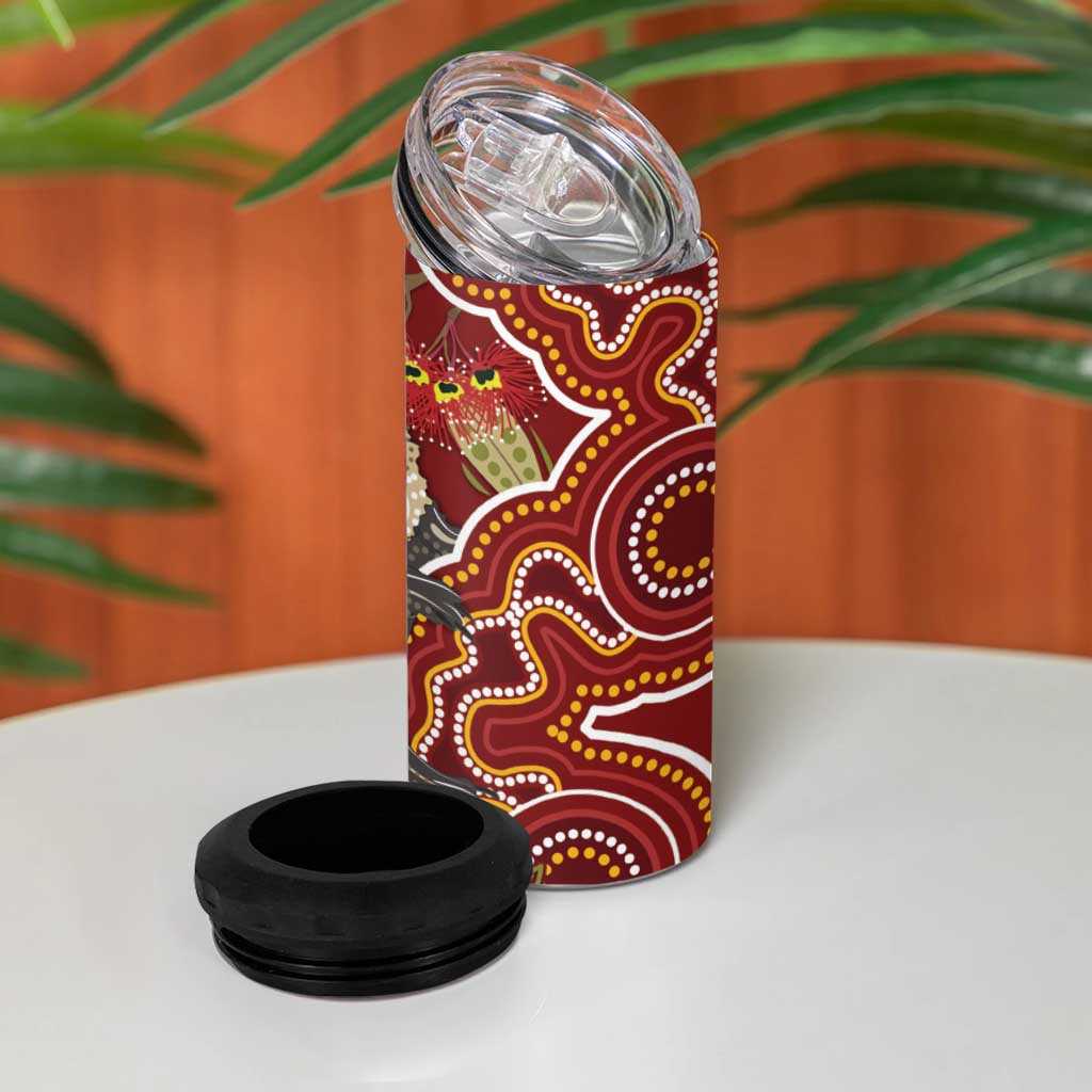 Australia Santa Koala 4 in 1 Can Cooler Tumbler Aboriginal Style