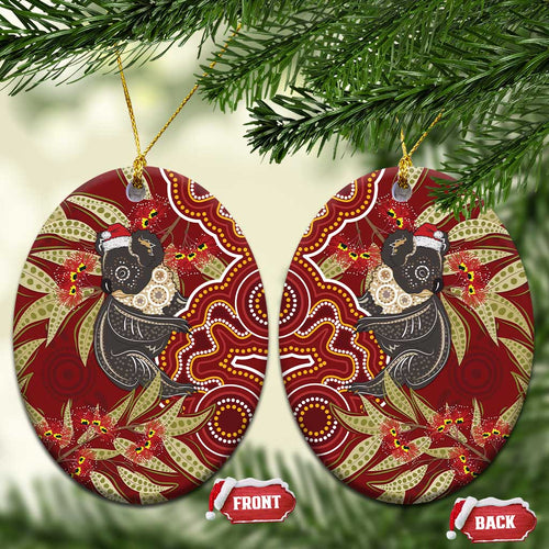 Australia Santa Koala Ceramic Ornament Aboriginal Style