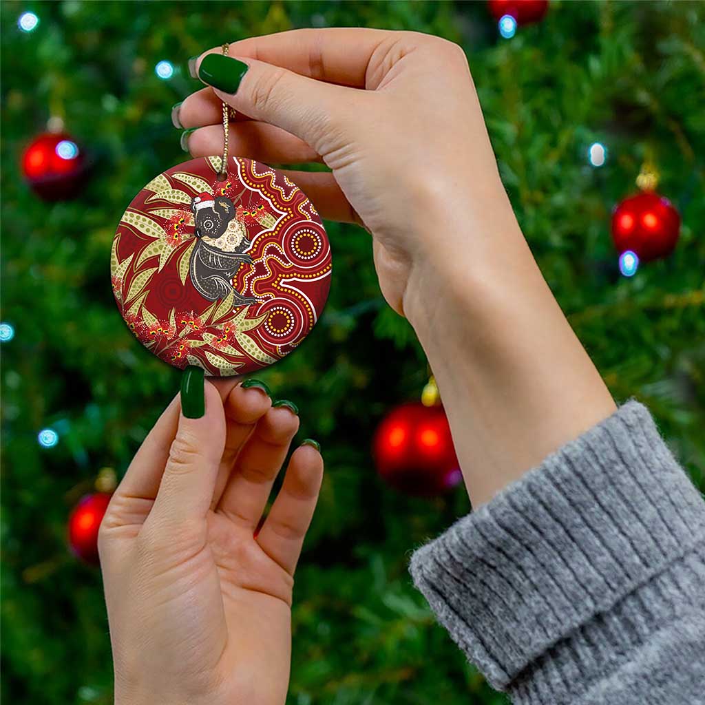 Australia Santa Koala Ceramic Ornament Aboriginal Style