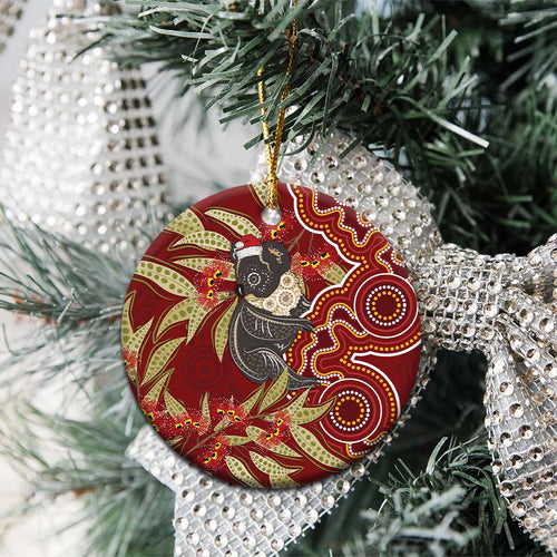 Australia Santa Koala Ceramic Ornament Aboriginal Style