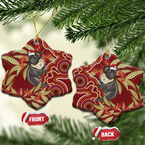 Australia Santa Koala Ceramic Ornament Aboriginal Style