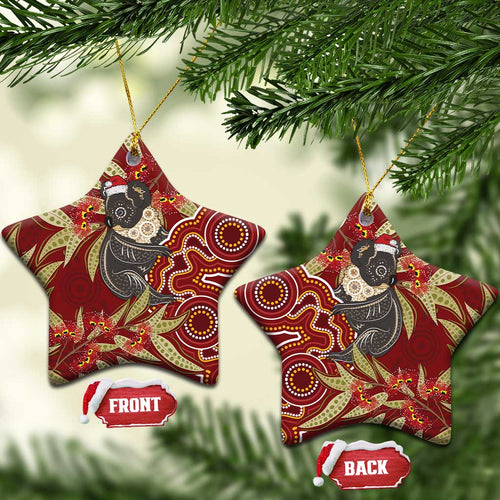 Australia Santa Koala Ceramic Ornament Aboriginal Style
