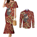 Australia Santa Koala Couples Matching Mermaid Dress and Long Sleeve Button Shirt Aboriginal Style