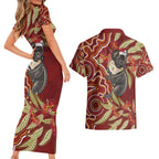 Australia Santa Koala Couples Matching Short Sleeve Bodycon Dress and Hawaiian Shirt Aboriginal Style