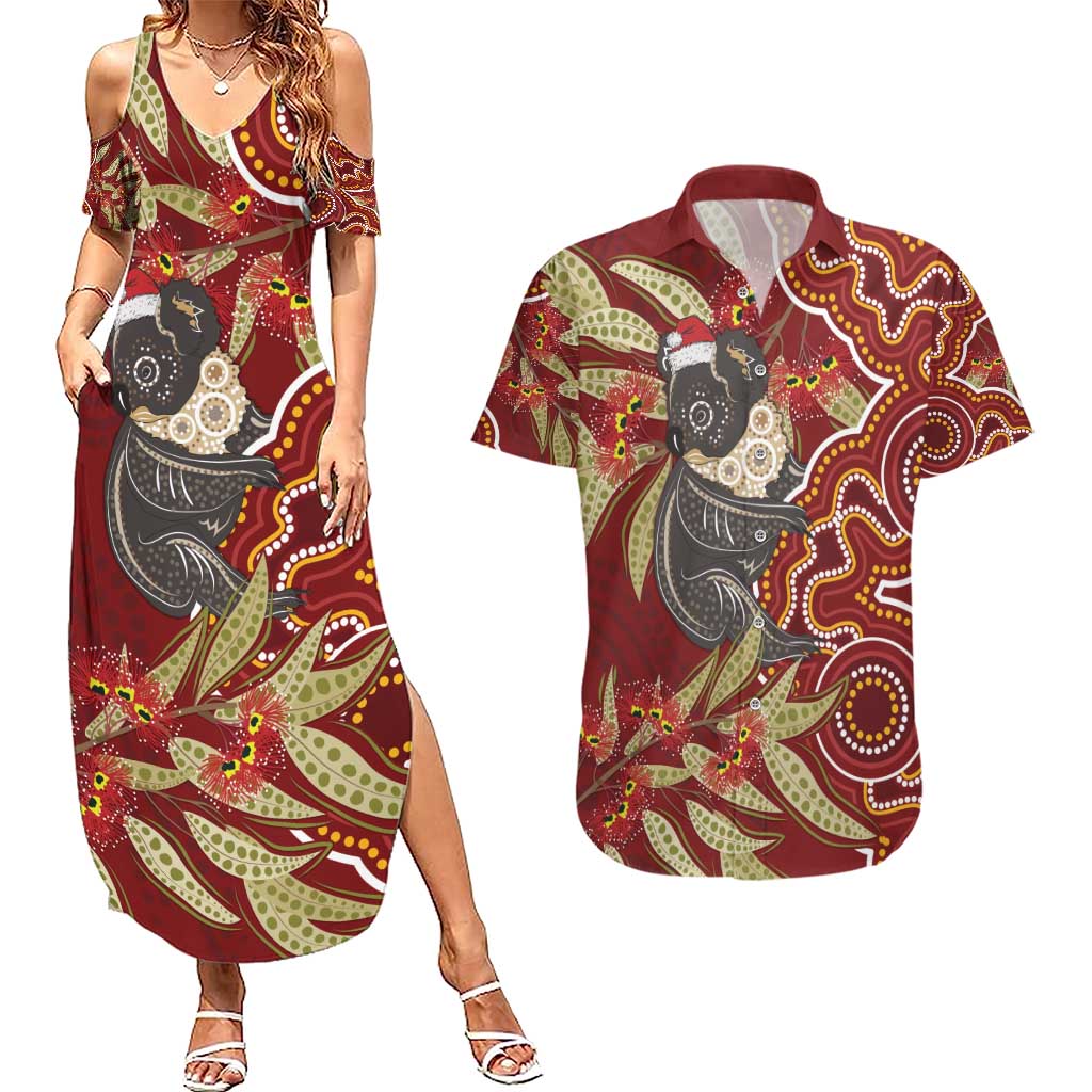 Australia Santa Koala Couples Matching Summer Maxi Dress and Hawaiian Shirt Aboriginal Style