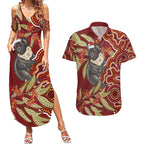 Australia Santa Koala Couples Matching Summer Maxi Dress and Hawaiian Shirt Aboriginal Style