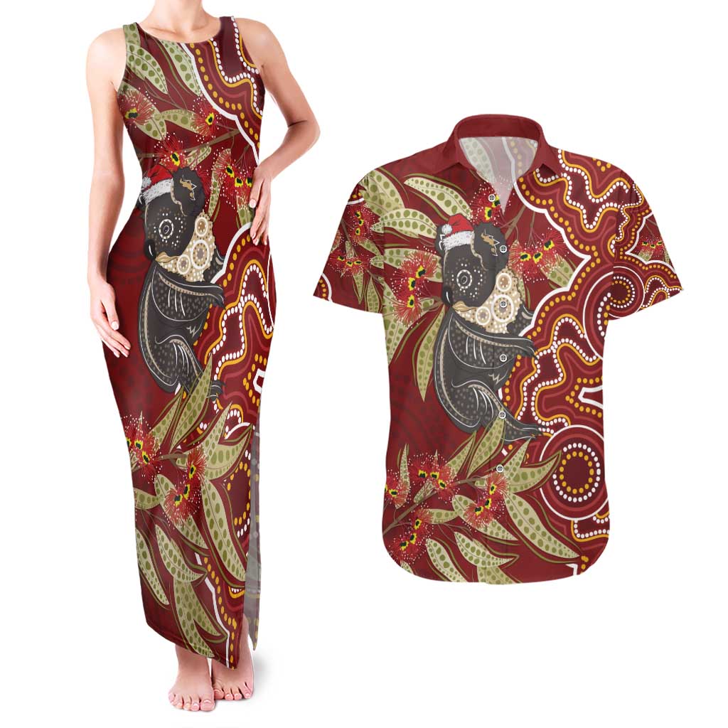 Australia Santa Koala Couples Matching Tank Maxi Dress and Hawaiian Shirt Aboriginal Style