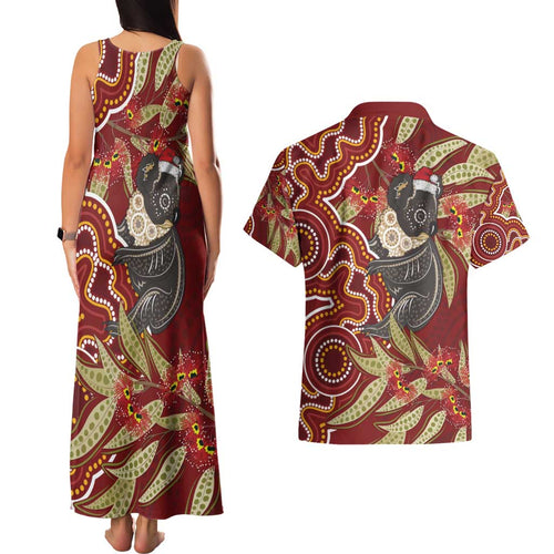 Australia Santa Koala Couples Matching Tank Maxi Dress and Hawaiian Shirt Aboriginal Style