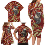 Australia Santa Koala Family Matching Long Sleeve Bodycon Dress and Hawaiian Shirt Aboriginal Style